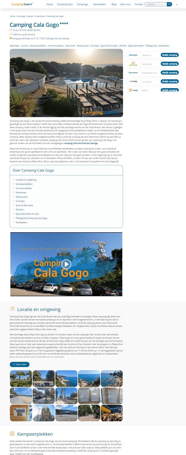Camping Expert single camping page