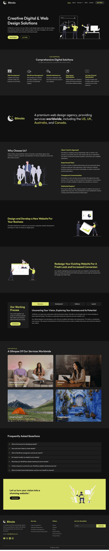 Blincks redesigned homepage