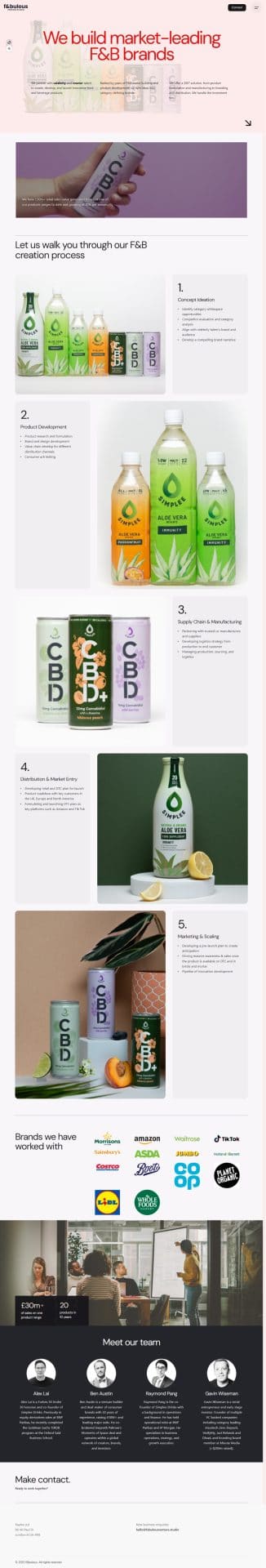F&BOLOUS Venture Studio homepage